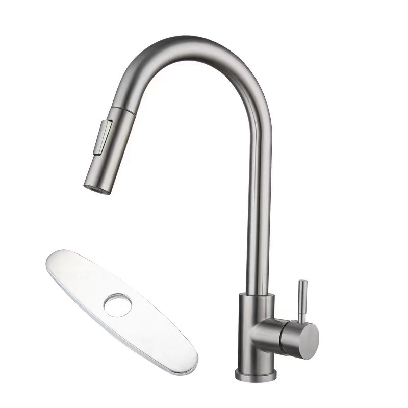 Slim Pen-Style Brushed Pull-Out Kitchen Faucet