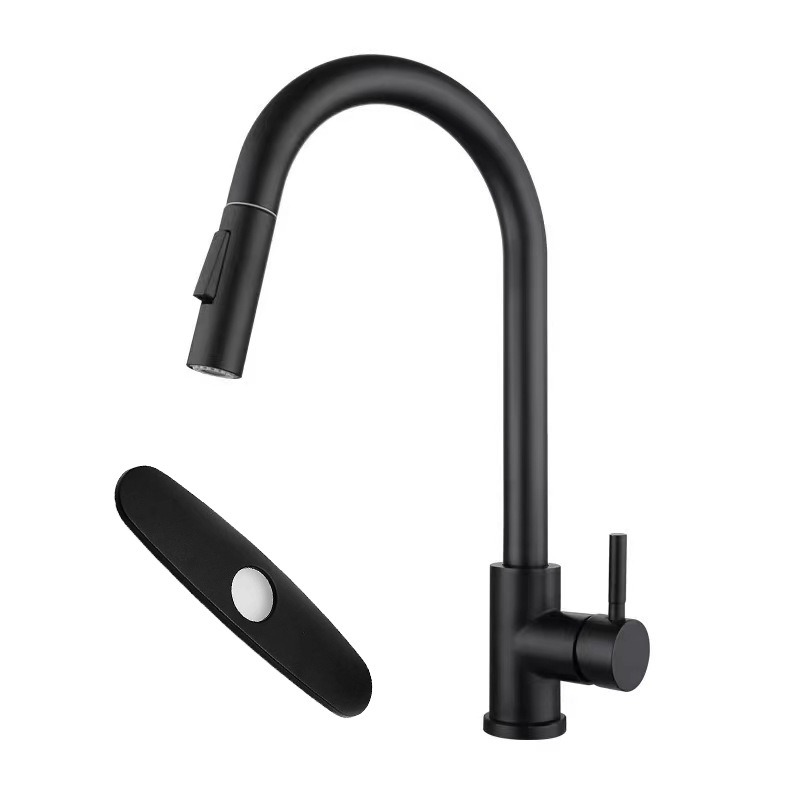 Slim Pen-Style Matte Black Pull-Out Faucet