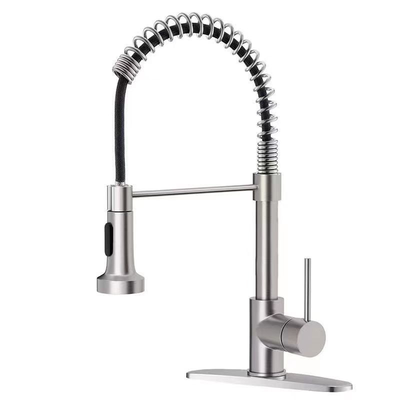 Brushed Commercial Spring Kitchen Sink Faucet