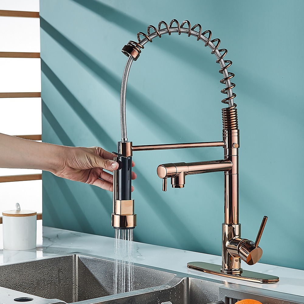Rose Gold Dual Spray Commercial Spring Faucet