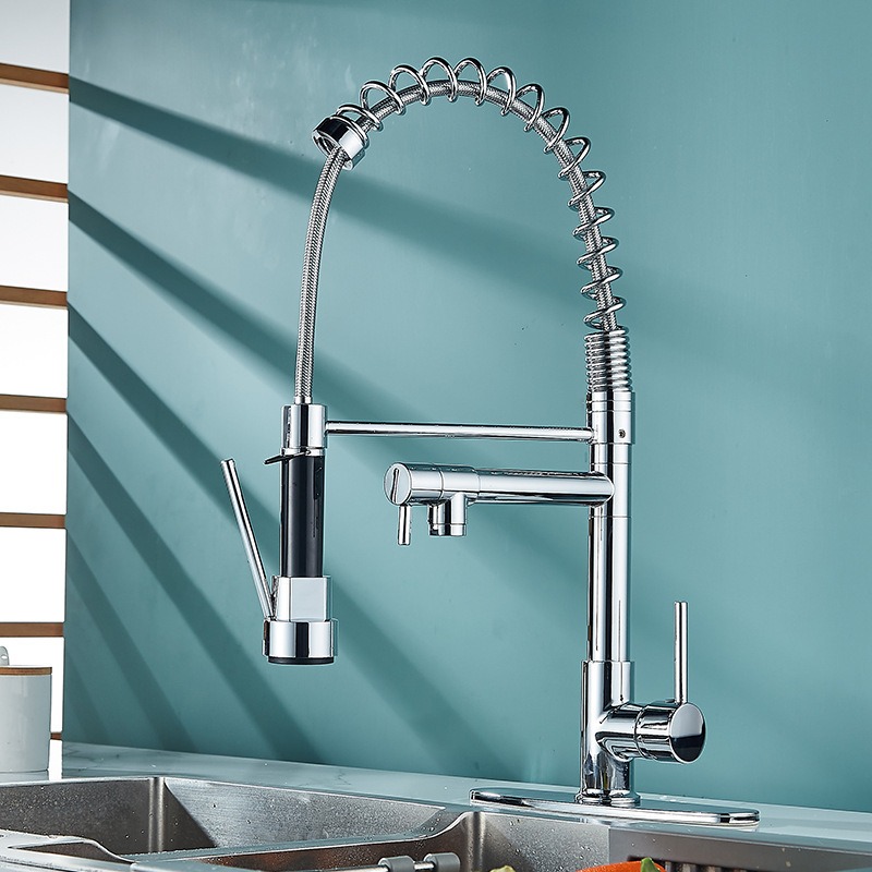 Polished Chrome Dual Spray Commercial Spring Faucet