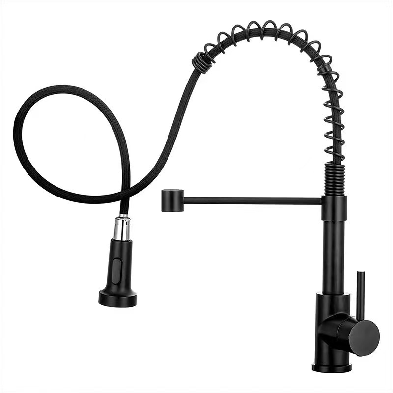 Matte Black Single Spray Commercial Spring Faucet
