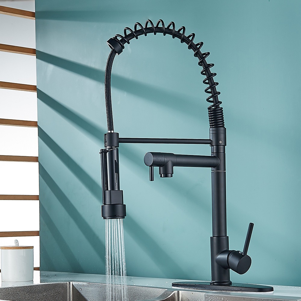 Matte Black Dual Spray Commercial Spring Faucet